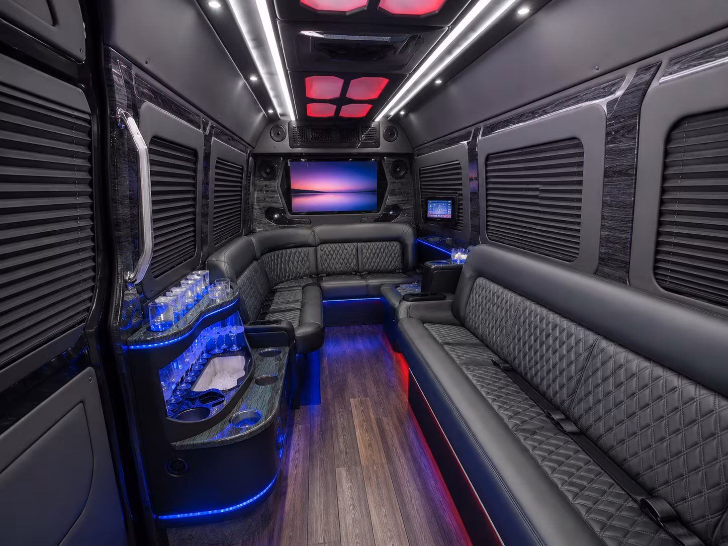 carson 30 passenger party bus inside